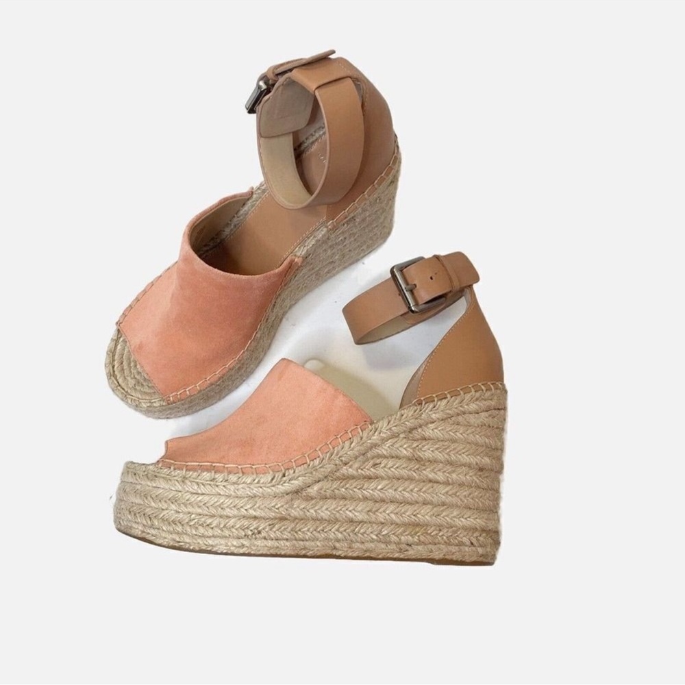 Marc Fisher  Women’s Espadrille Wedge Sandal Coral Suede Size 9 - Picture 3 of 3